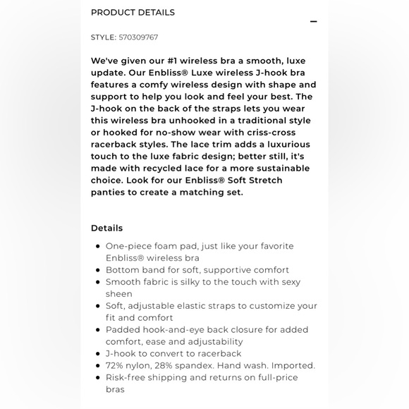 Soma Embliss Luxe Lace Back Wireless Bra 38DD - Picture 5 of 10